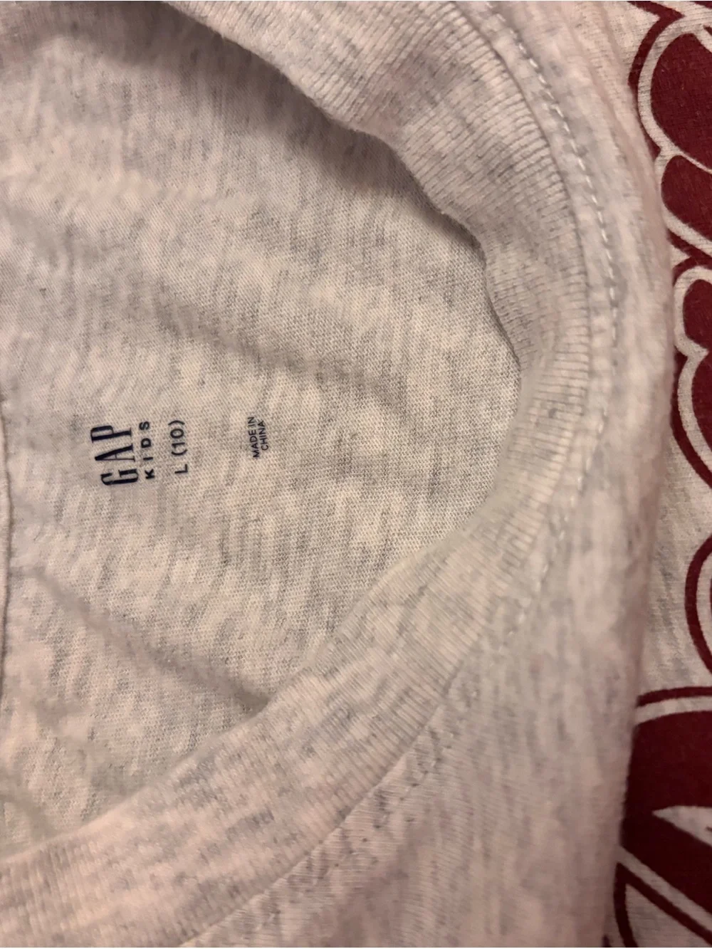 GAP Light Gray Peanuts Graphic Tee with Maroon Print
